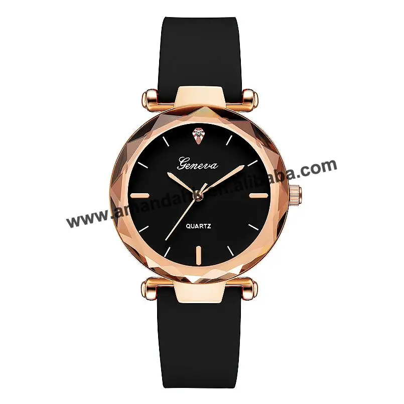 

Fashion Rhinestone Women Man Ladies Watches Rose Gold Case Genenva Women Watch Crystal Silicone Jelly Wrist Watches