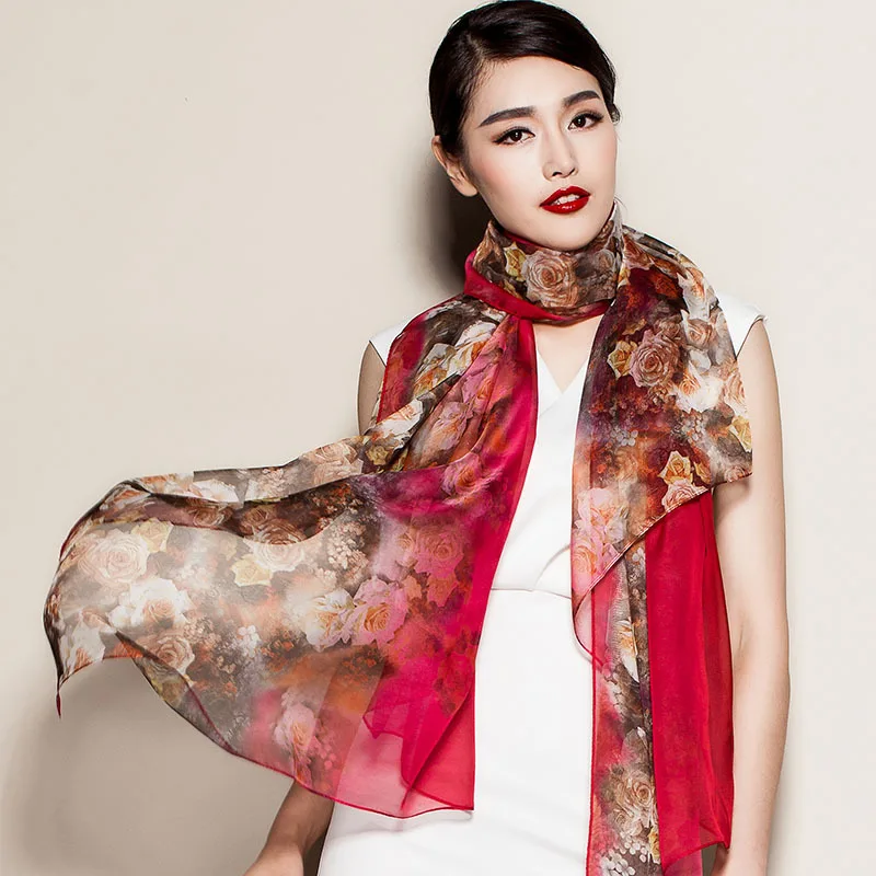 new silk scarves women long spring and autumn Korean silk chiffon scarves shawls summer beach sunscreen wipes