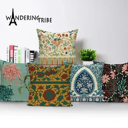 Vintage Decorative Cushion Covers Home Decoration Nordic Green Throw Pillows Cover Shabby Chic Floral Polyester Pillow Case 45 *