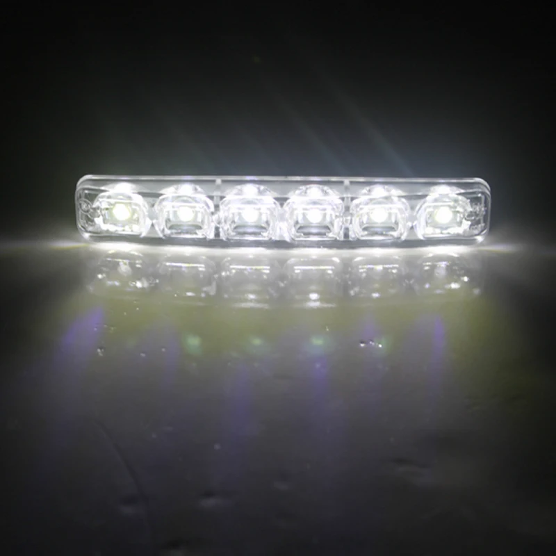 2PCS/Set Day Light Super White 6 LED Universal Car Light Daytime Running Auto Lamp DRL Auxiliary Light In The Day