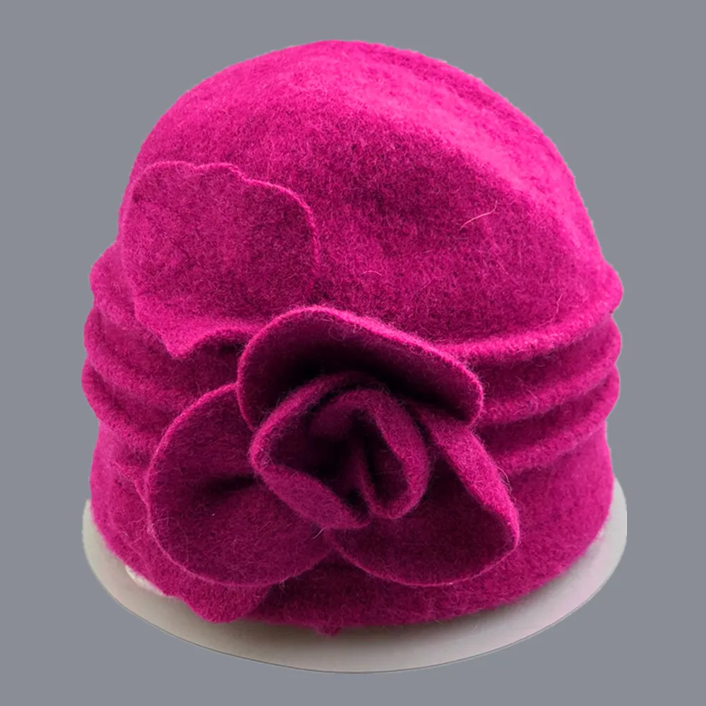 New Women Fedoras 100% Pure Wool Dome Winter Hats For Women Floral Casual Brand Warm Lady Autumn Floppy Soft Girls Fedoras 2018