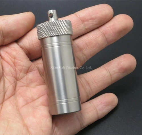 Pure Titanium 52mm Long EDC Empty Capsule Waterproof Weight 18g Polished Surface