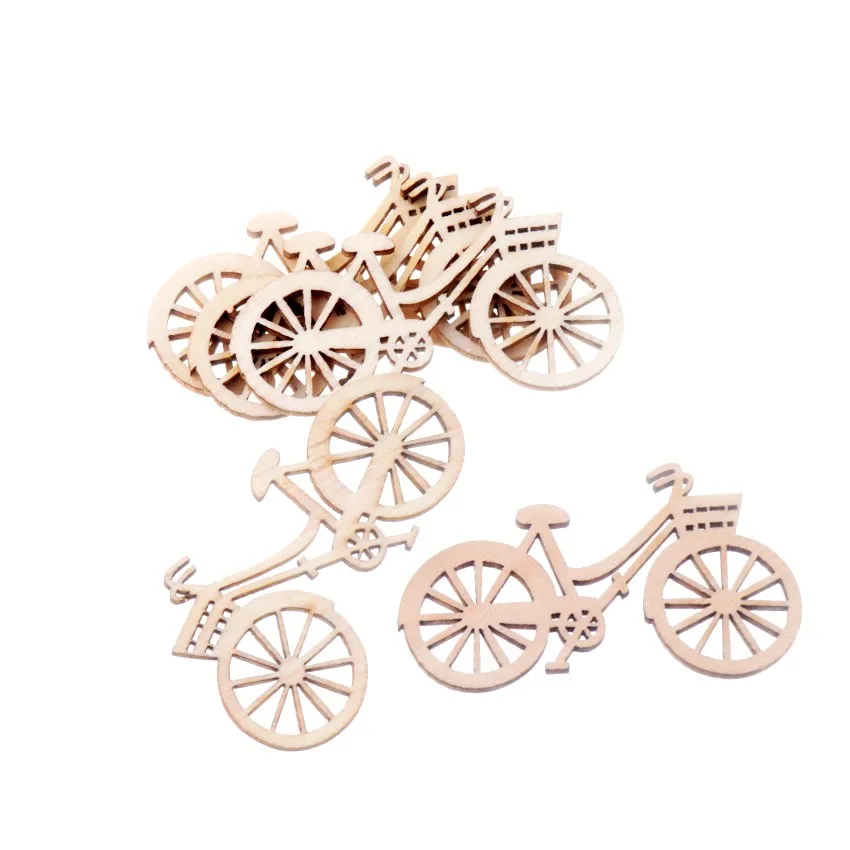 Best Quality 10Pcs Flatback Wood Craft Decoration Promotions Scrapbooking Embellishments Bicycle Styles Pendants