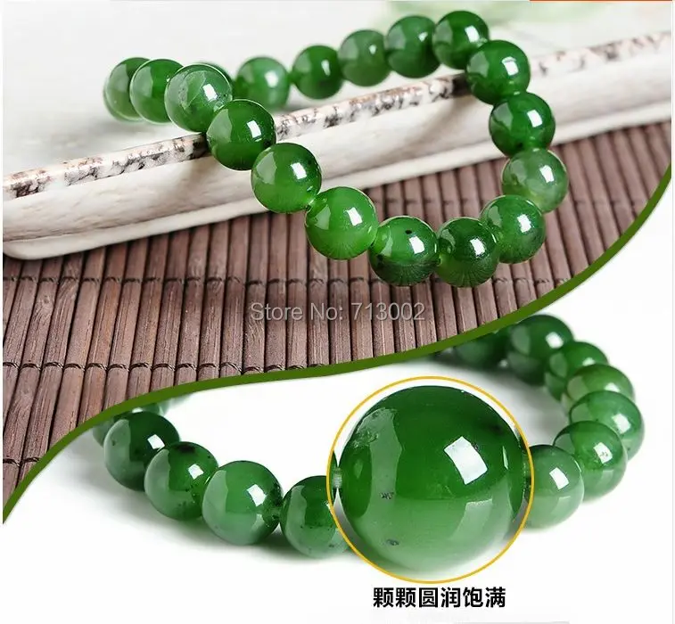 

9mm Nature Beautiful Bangle Green jade jadite bracelet jadeite Green Beads