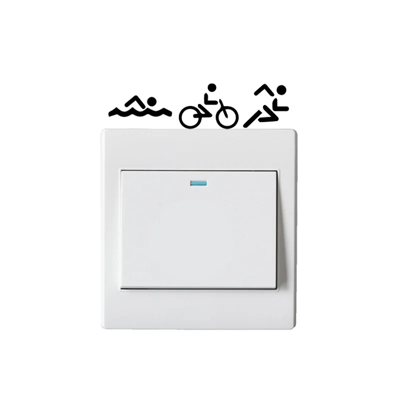 Triathlon Swim Bike Run Cartoon Fashion Vinyl Light Switch Sticker Wall Decal 5WS0482