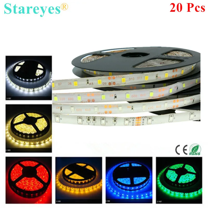 

20 Pieces DC12V MD 2835 3528 5m 270 300 LED IP65 Waterproof Epoxy LED Strip string Flexible led RGB Strip tape light lighting