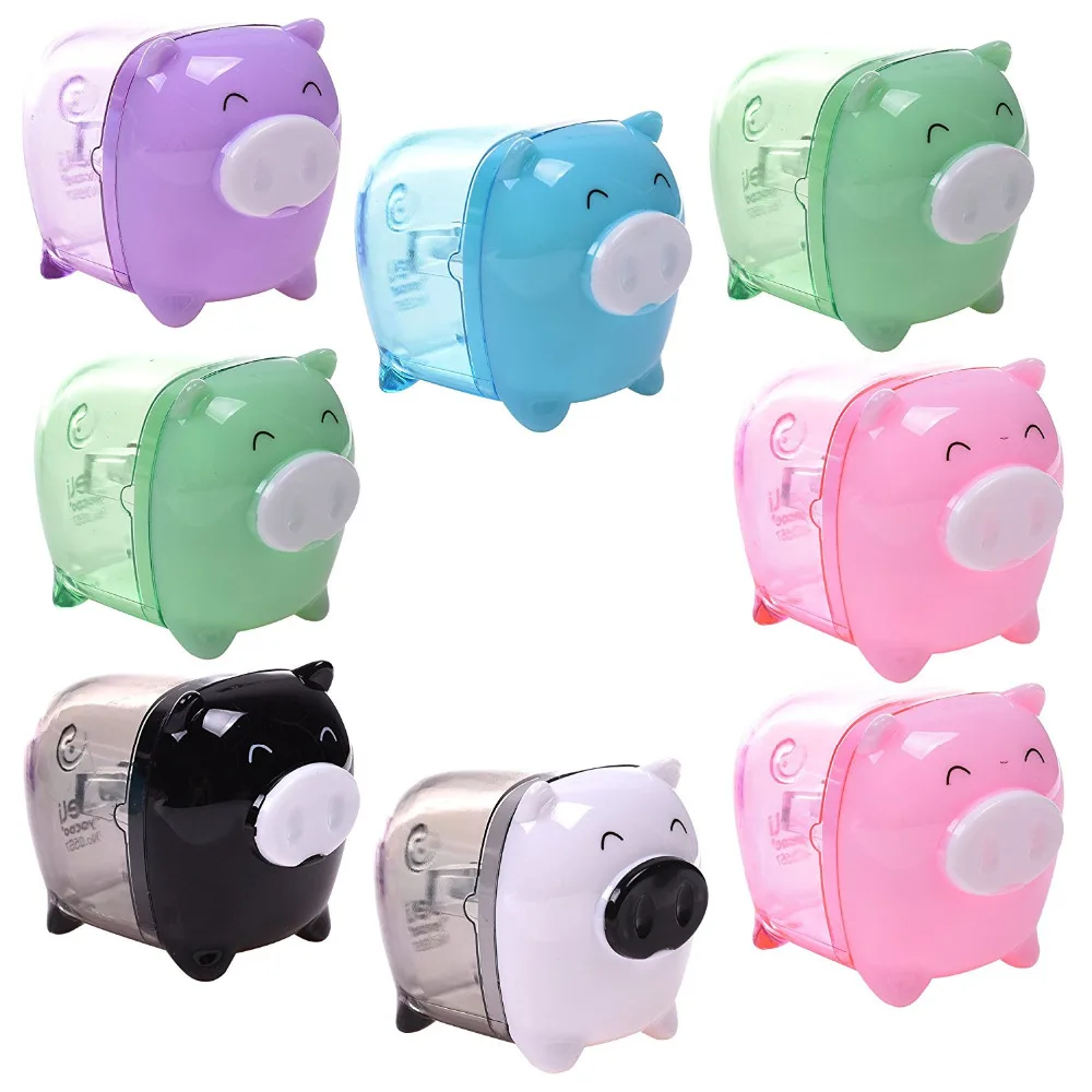 Multi Colors Plastic Mini Cute Happy Pig Pencil Sharpener