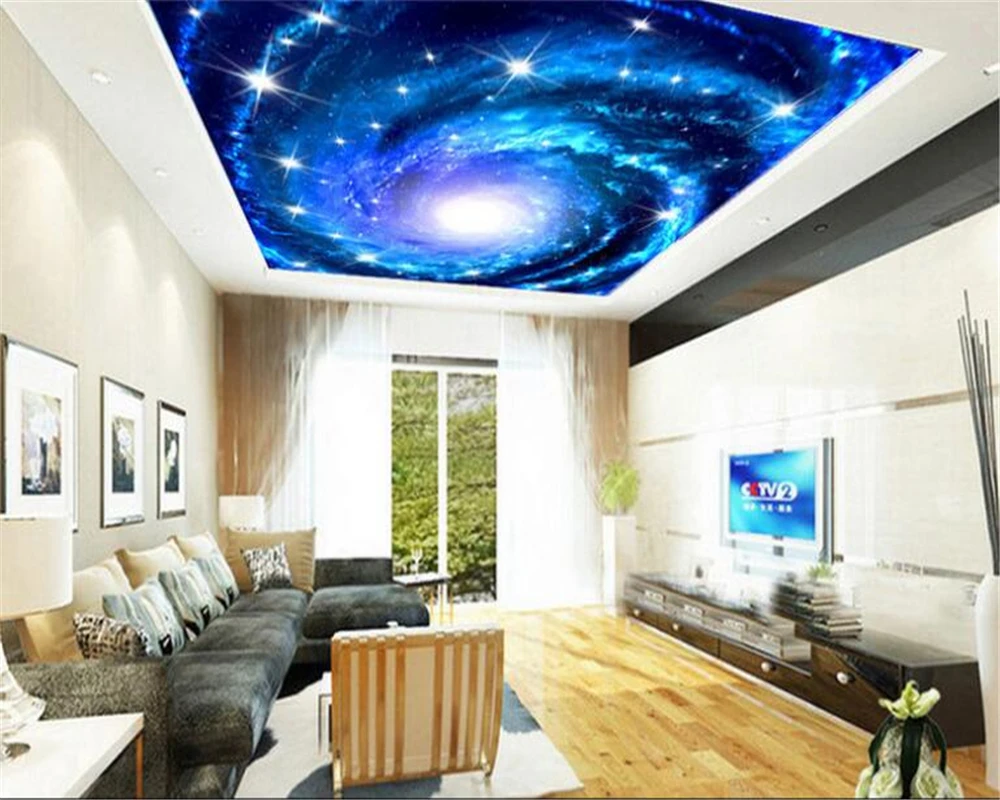 Large Custom Wallpaper Dream Starry Sky Ceiling Mural 3D Living Room Bedroom Ceiling Wallpaper papel de parede