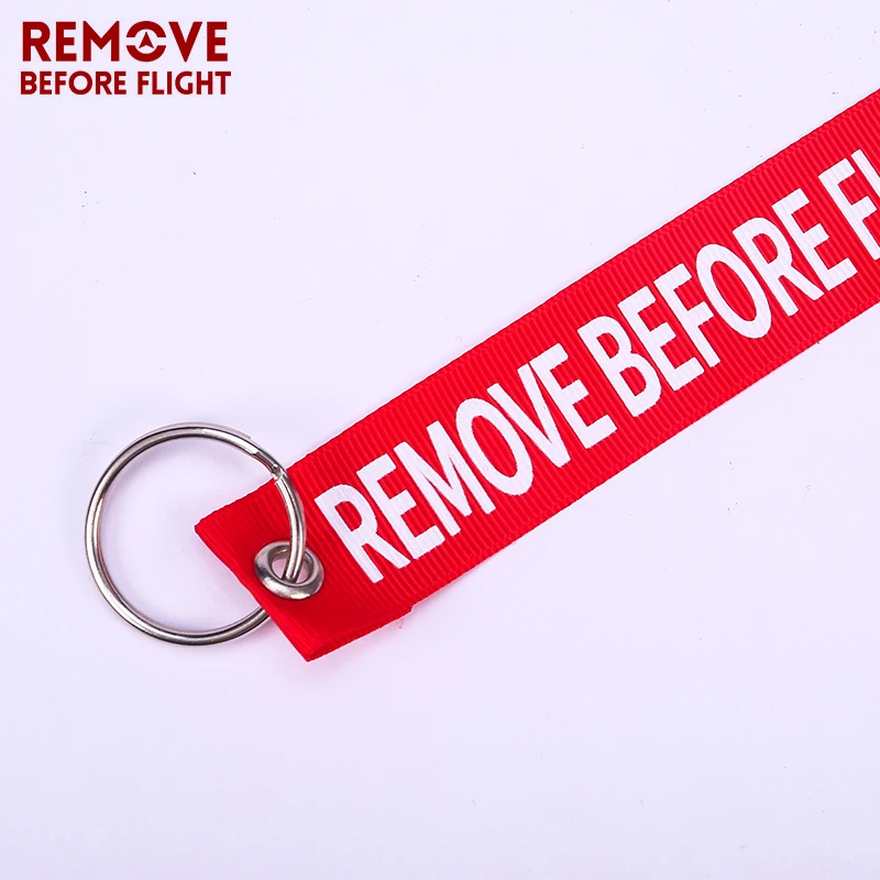 Remove Before Flight Streamer Key Chain Chaveiro Red Print Keychain Ring for Aviation Gifts Key Ring Jewelry Soft Key Fob