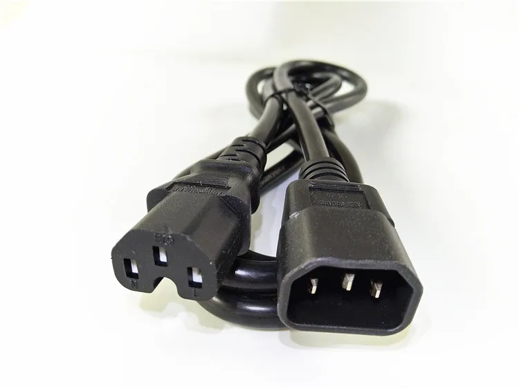 C14+C15 European female Socket To C15 groove Socket Short Adapter Cable For UPS PDU About 100CM C14-C15 Power Cord