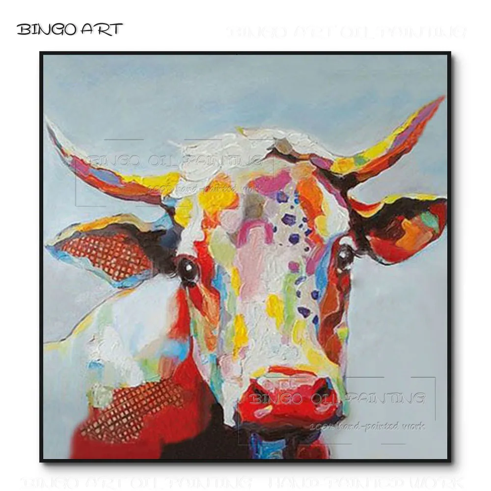 

Skilled Artist Hand-painted High Quality Abstract Cow Oil Painting Fashion Design Abstract Animal Cow Painting for Wall Decor