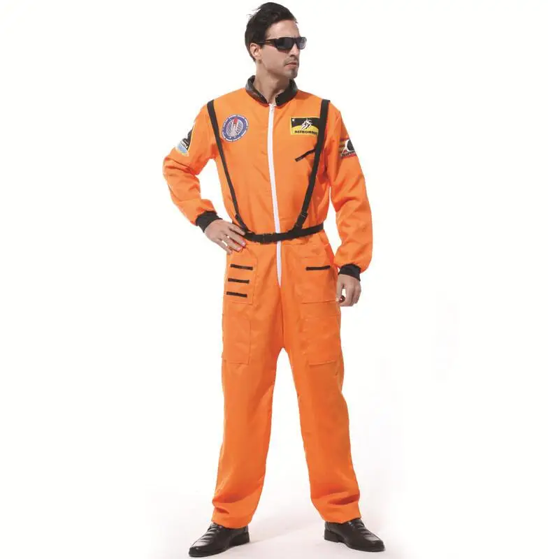 Costumes d'astronautes de fête d'halloween pour hommes adultes, combinaison de livre de semaine Orange blanc, tenue de vol spatial de haute qualité