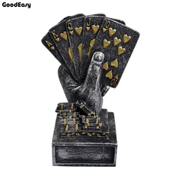 Casino Metal Poker Card Tournament Winner Finger Trophy Cup Poker Trophy Poker Game Souvenirs Winner Award Prize Home Decoration