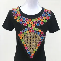 1pc High Quality Lace Colorful African Sequins Lace Fabric Collar Neckline Collar Venise Applique Sewing Diy Craft Accessories