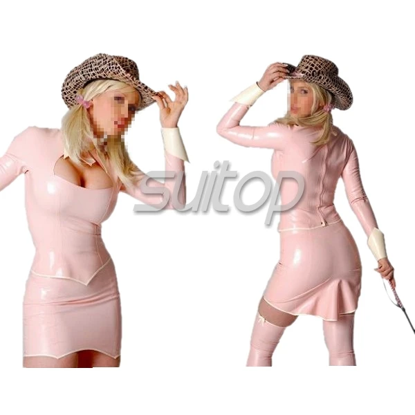 

PINK color latex casual mini dress sm cosplay teather and OL