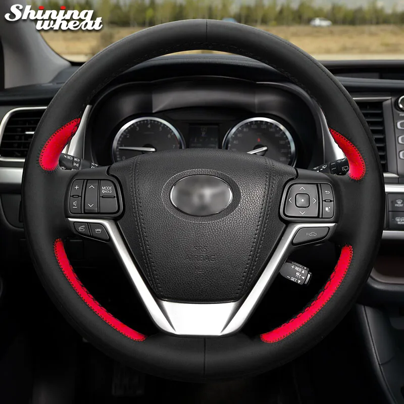 

Shining wheat Leather Car Steering Wheel Cover for Toyota Highlander 2014 2015 2016 2017 2018 2019 Sienna 2015-2019