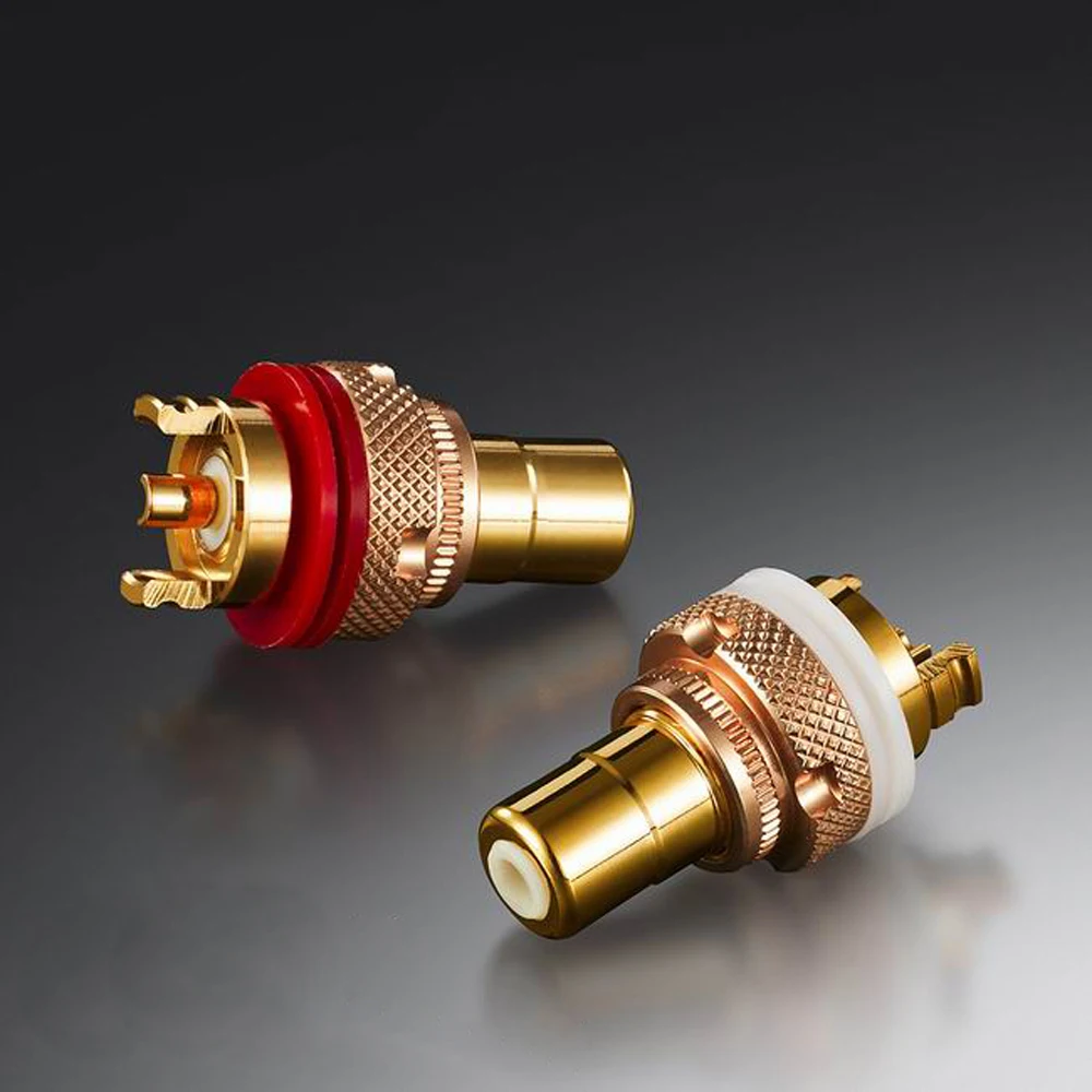 EIZZ High End 24K Gold Plated Brass Female RCA Jack Socket connector Adapter For Hifi Audio Video TV CD AMP Panel Chassis Mount