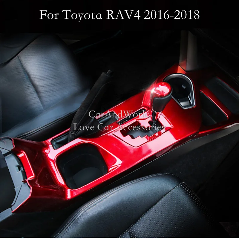 Interior Accessories For Toyota RAV4 RAV 4 2016-2018 LHD Central Overall Gear Shift Box Cover Water Cup Panel Trim Car-Styling