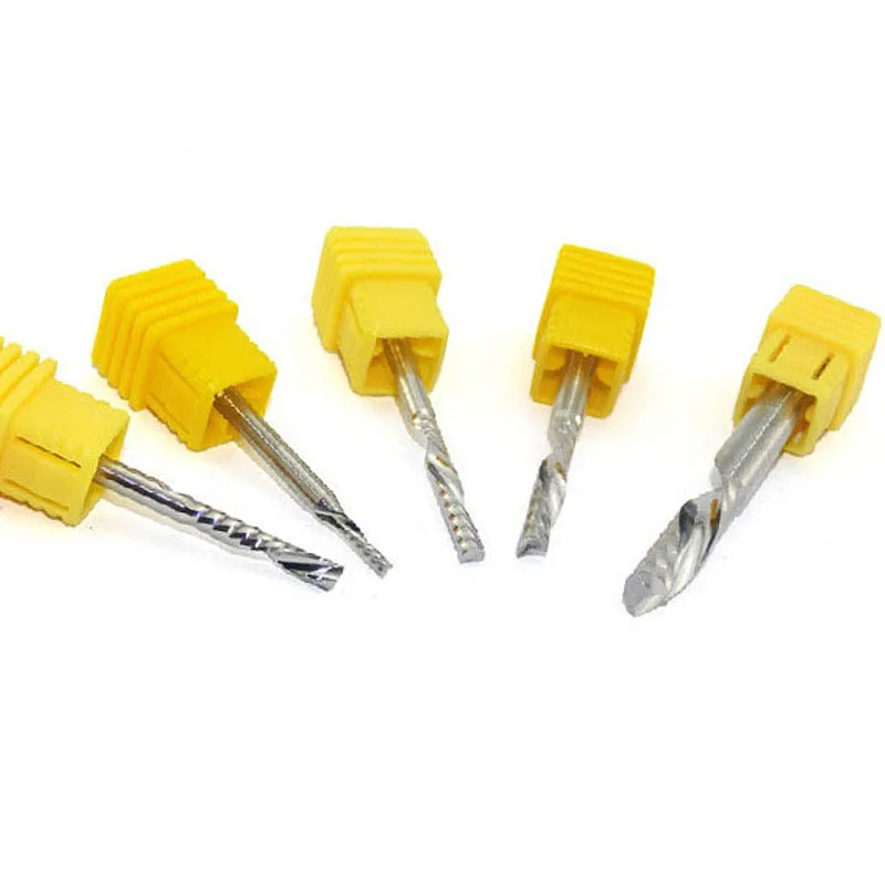 Sinistra A Spirale Fresa 3.175 millimetri 4 millimetri 6 millimetri 8 millimetri Shank 1 Flauto Router Bit Imbottiture Taglio In Metallo Duro CNC Fresa Strumento di Accessori