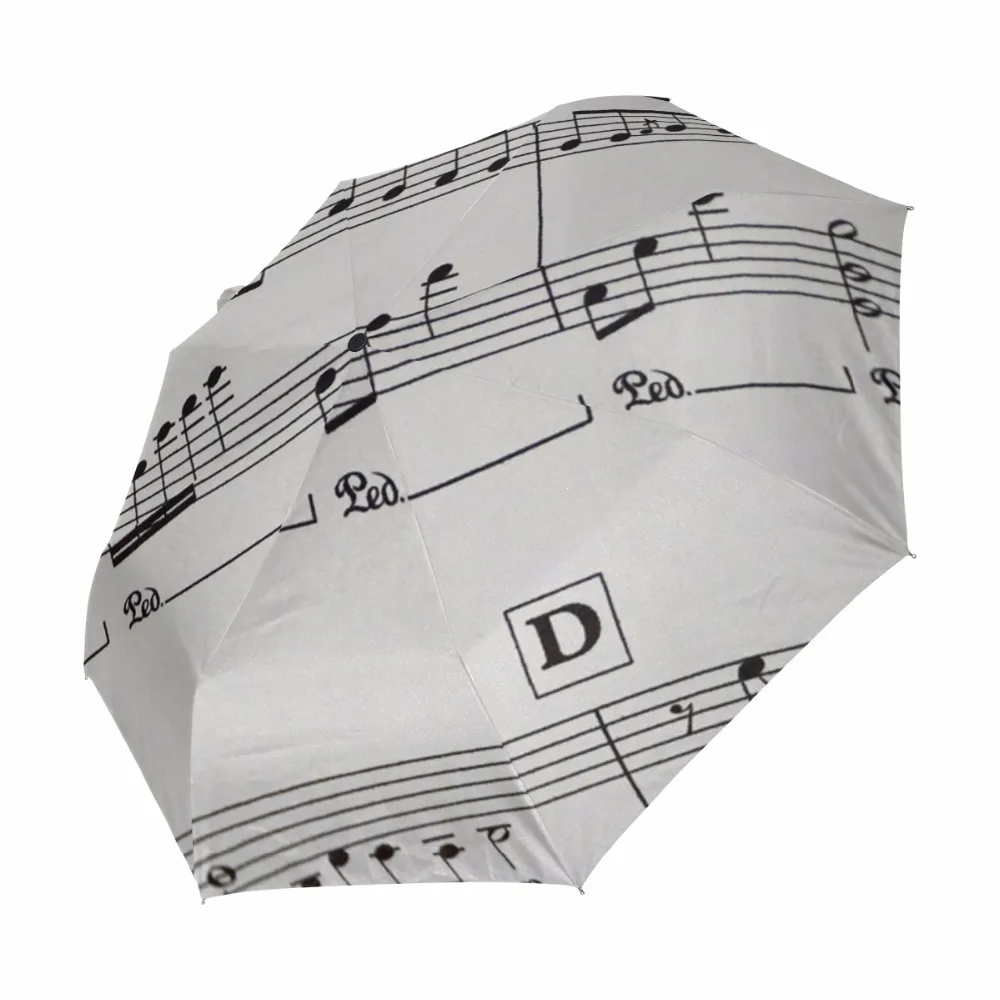 Automatic Umbrella With Musical Notes Printed Three Folding Windproof Women Umbrellas Creative Design Umbrella Used for Gift