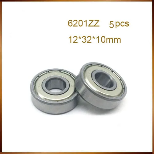 5pcs/Lot 6201ZZ 6201 ZZ 12x32x10mm Mini Ball Bearing Miniature Bearing Deep Groove Ball Bearing Brand New