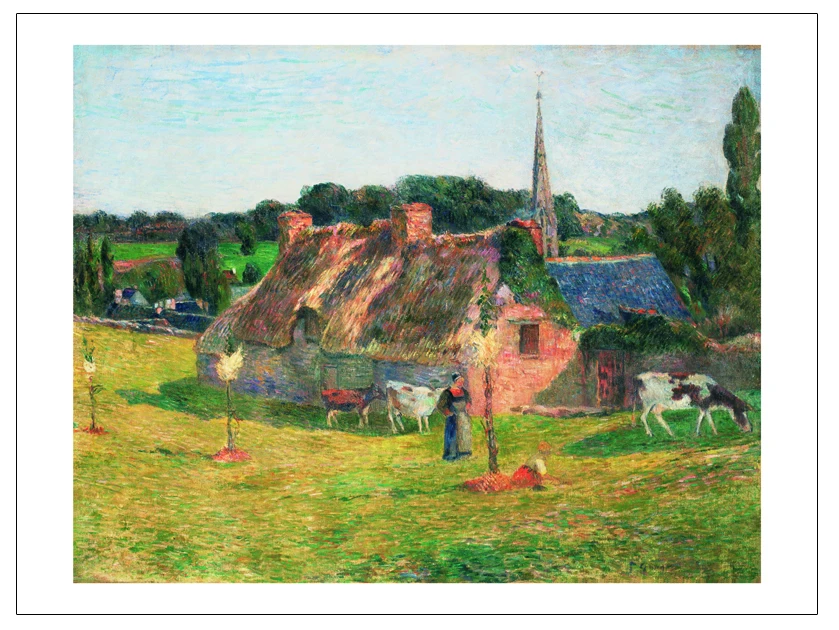 canvas painting portrait picture figurative print giant poster home art  Landscape Church at Pont-Aven  By: Paul Gauguin