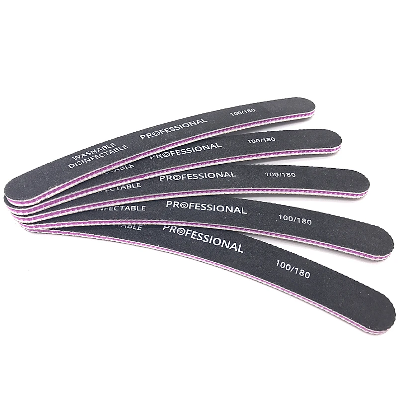 10 Pcs/Lot Quality Nail File Forms Limas Para Pedicure 100 180 Grit Gel Polish Tool Files Set Curve Professional Salon Sets