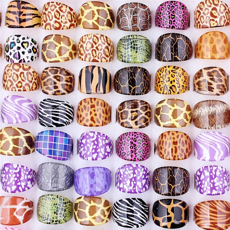 QianBei 50Pcs Lovely Mix Resin Ring Women Colorful Rings Wholesale Jewelry Party Lots