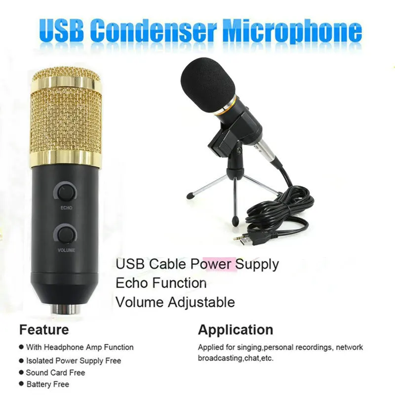 

MK-F200TL 3.5mm Audio Wired Sound Recording Condenser Microphone with Shock Mount Holder Clip For Gaming Video Chatting