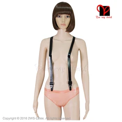 Sexy adjustable Braces Y Back garters Black Elastic Rubber belts Gummi Latex Suspenders plus size strap XXXL BD-001