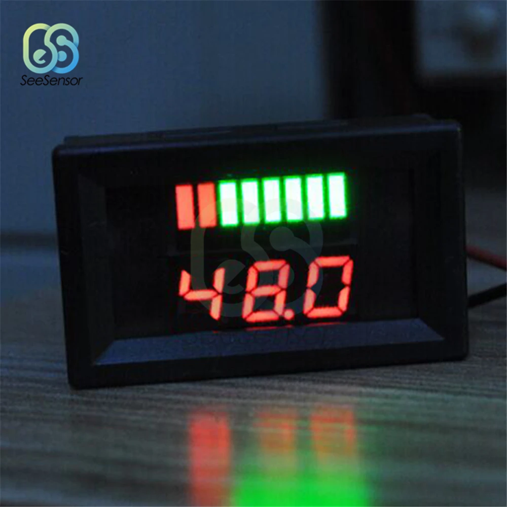 6V 12V 24V 36V 48V ACID Lead Battery Charge Level Indicator Battery Tester Lithium Battery Capacity Meter LED Tester Voltmeter