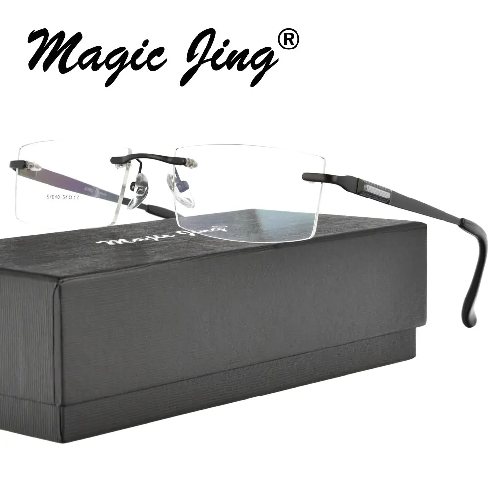 

Magic Jing Stainless Steel Rimless Myopia Eyewear Eyeglasses RX Optical Frames Prescription Glasses For Men S7040
