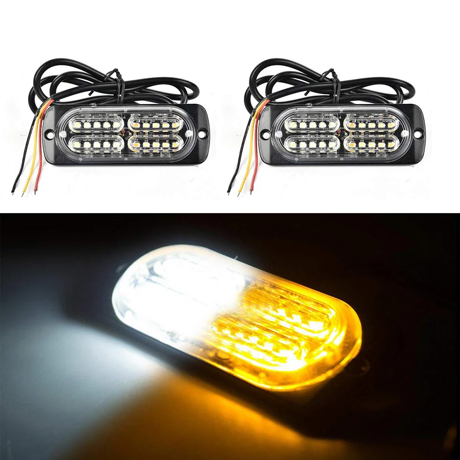 2PCS High power 9-30V Ultra-thin 20LED Car Warning Light Signal Light Truck Engineering Vehicle Side Light Strobe Lights