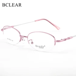 BCLEAR Women Memory Alloy Eyeglasses Half Frame Vintage Glasses Optical Spectacle Frames 2019 Fashion Lady Semi-rimless Eyewear