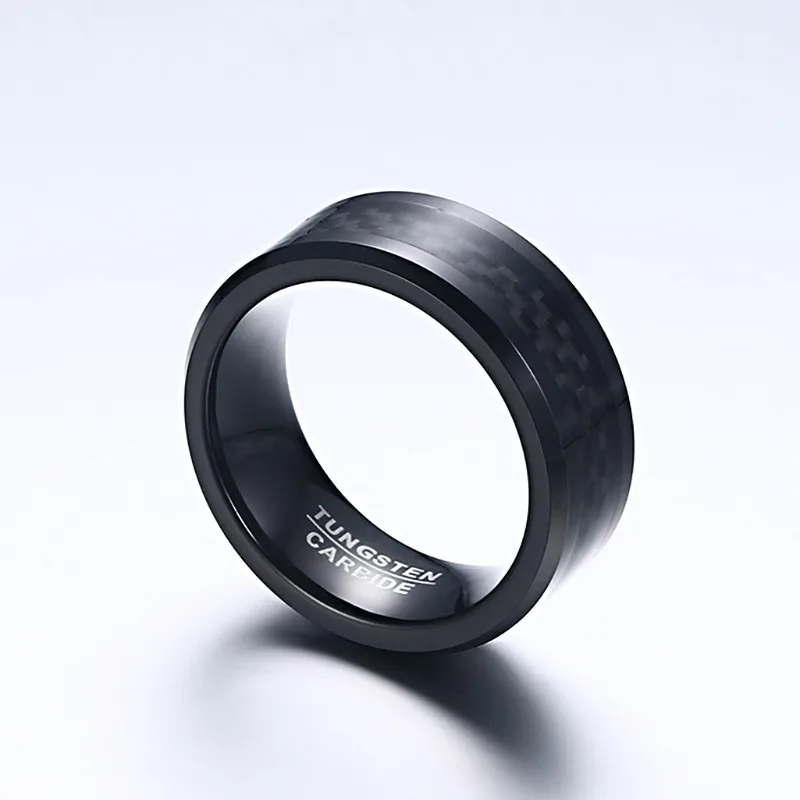 Vnox Basic Black Tungsten Carbide Rings for Men 8mm Wedding Bands Male Jewelry