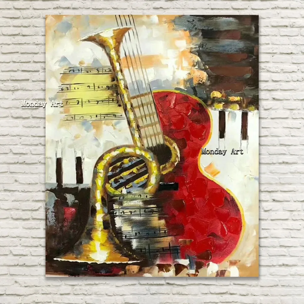 

100%Handmade abstract modern oil painting,musical instrument oil painting, canvas wall art painting for home decoration