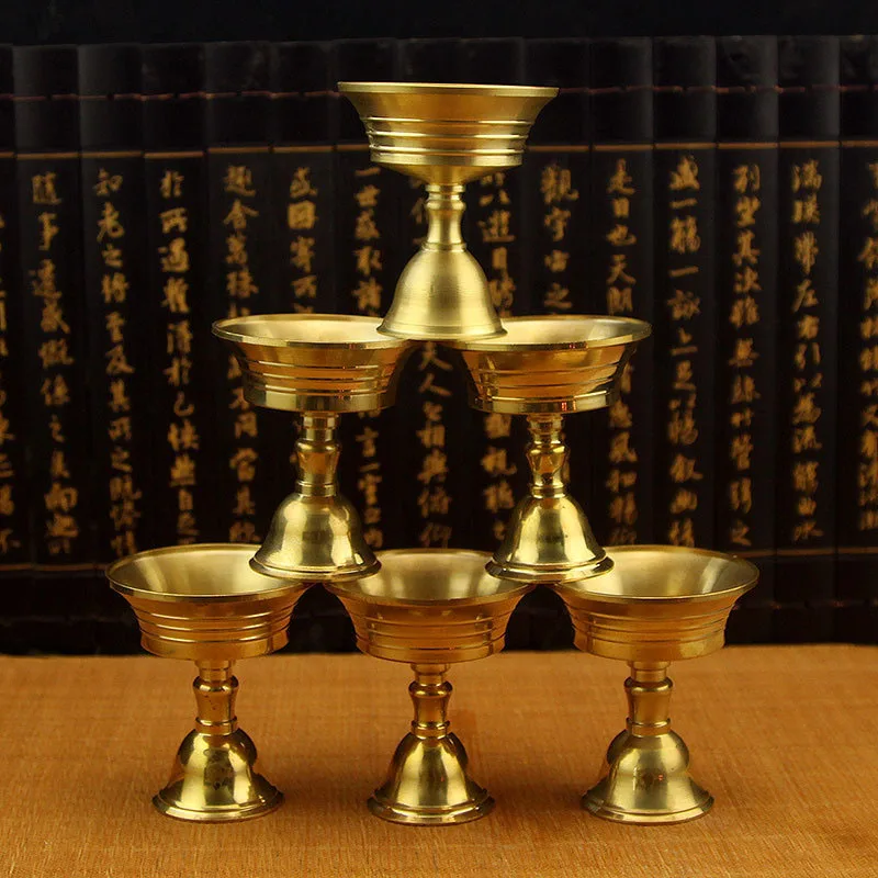 50pcs Candle Holders Buddhism Copper Candlestick Auspicious Golden Color Candle Stand Tealight Holder ZA6884