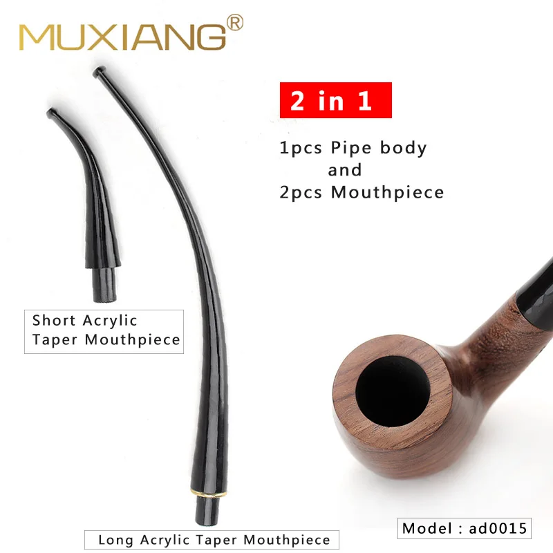 HOT-MUXIANG 2 in 1 Wooden Rosewood Smoking Pipe Tobacco Tube Pipes Wood  With 9mm Filter 10 Smoking Tools Pipe Set Gift For Men