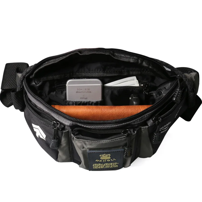 Ruil Oxford Cloth Waist Bag Men Fashion Multi-Functional Pockets Leisure Travel Phone Bag Toolkit Vintage PackageBelt bag