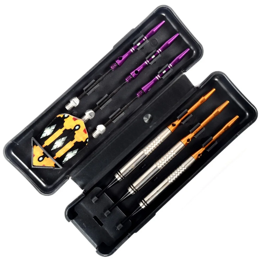 CUESOUL Professional 16g 85% Tungsten Soft Tip Darts with Orange & Purple Aluminum Shafts