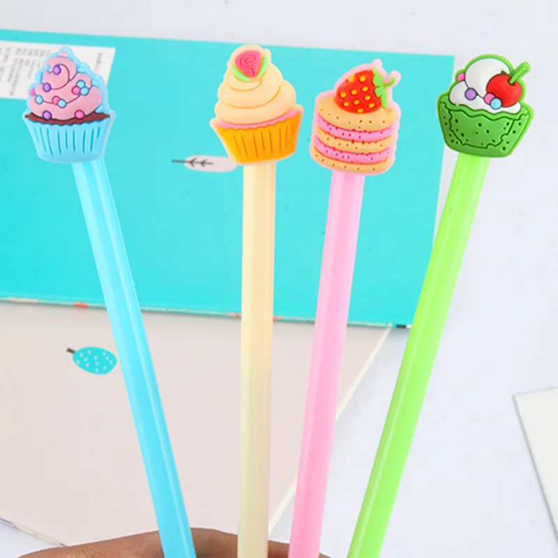 

48pcs/lot Cute Cartoon Cake Fruit Gel Pen Sign Pen Office School Stationery Promotion Gift Prize Pen To Students