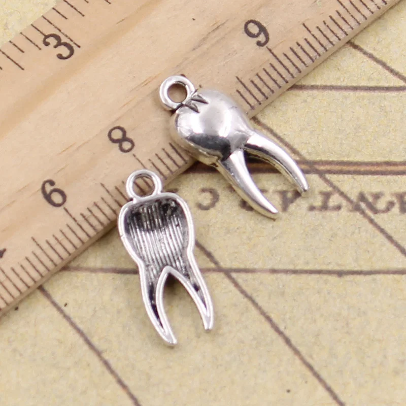 40pcs Charms Zombie Tooth Teeth Molar 20x8mm Antique Silver Color Pendants Making DIY Handmade Tibetan Finding Jewelry