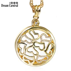 DreamCarnival 1989 Long Chain Pendants & Necklaces Crystals Hearts Gold Color 2X Zoom Len Jewels Gift for Mother collares largos