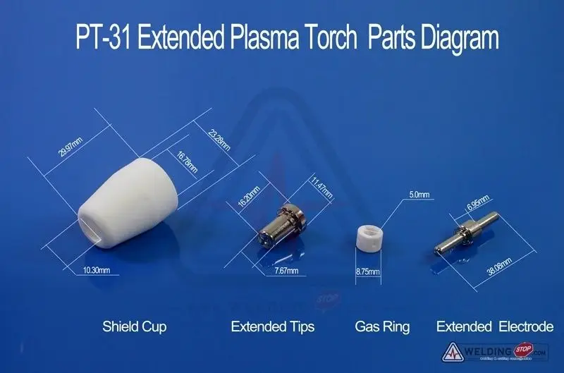 PT-31 JG-40 CT312 CUT40 LG40 plasma consumable extented nickeled electrodes tips