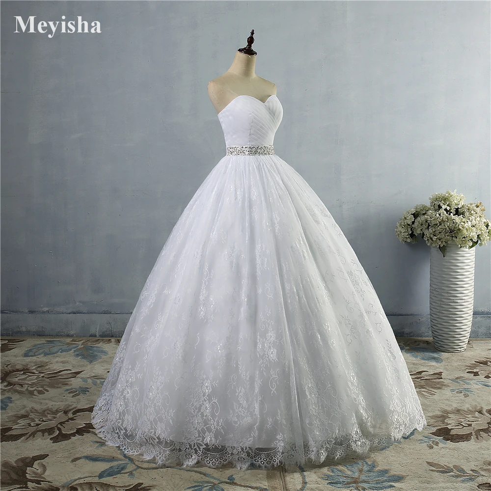 ZJ9023 2023 New Stock US Size 2-26 White/Ivory Pleat Beading Crystal Ball Wedding Dress Bride Gowns