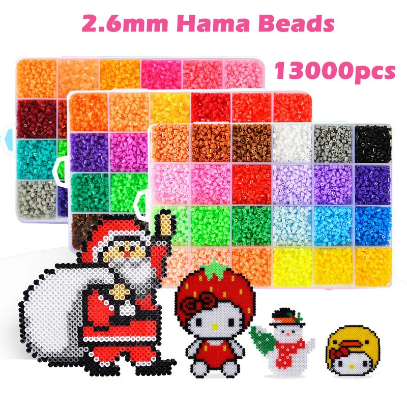 

24 Color Hama Beads 13000pcs box set of 2.6mm Perler Beads for Children Educational jigsaw puzzle diy Toys Fuse Beads Pegboard