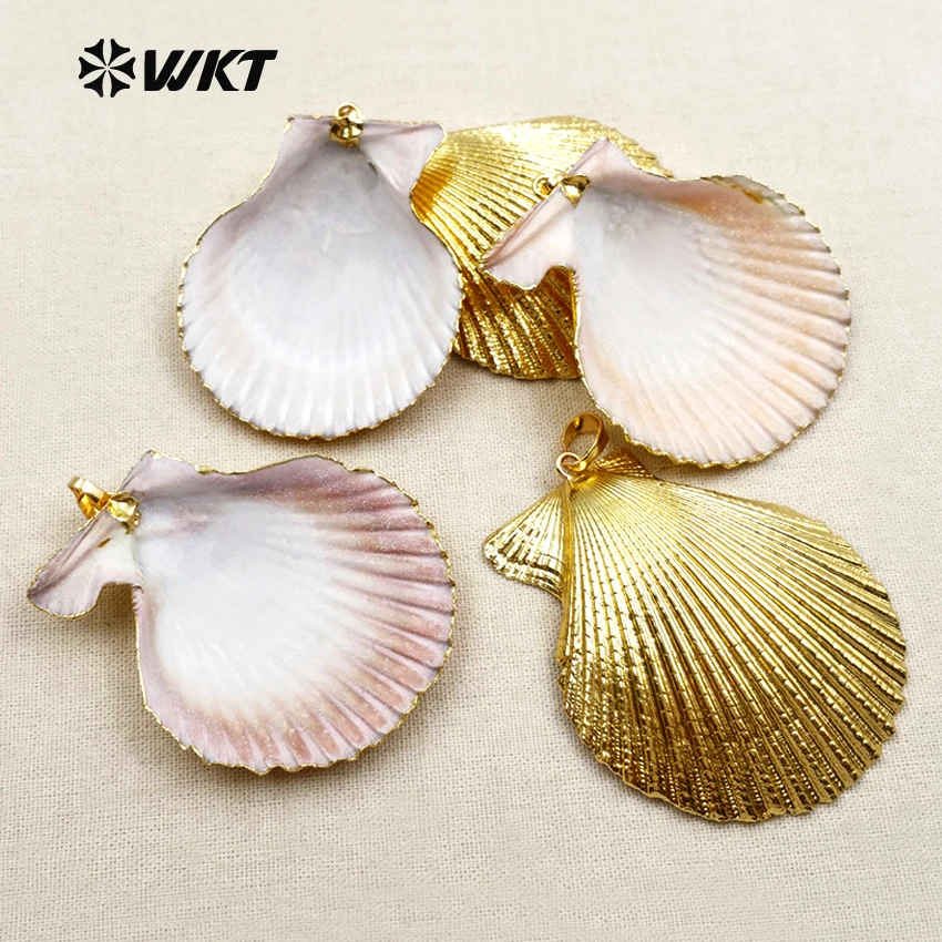 WT-JP004 WKT Wholesale In High Quality Pendant with Special Push Shell Pendant With Metal Plated  For Fashion Female