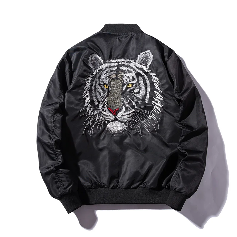 

New Bomber Mns Jackets Embroidery Golden&white tiger Jacket Mens MA1 Pilot Bomber Jacket Male Embroidered Thin Coats