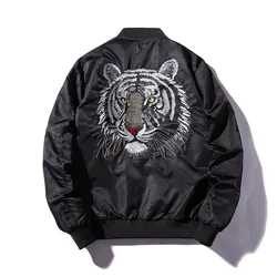 New Bomber Mns Jackets Embroidery Golden&white tiger Jacket Mens MA1 Pilot Bomber Jacket Male Embroidered Thin Coats