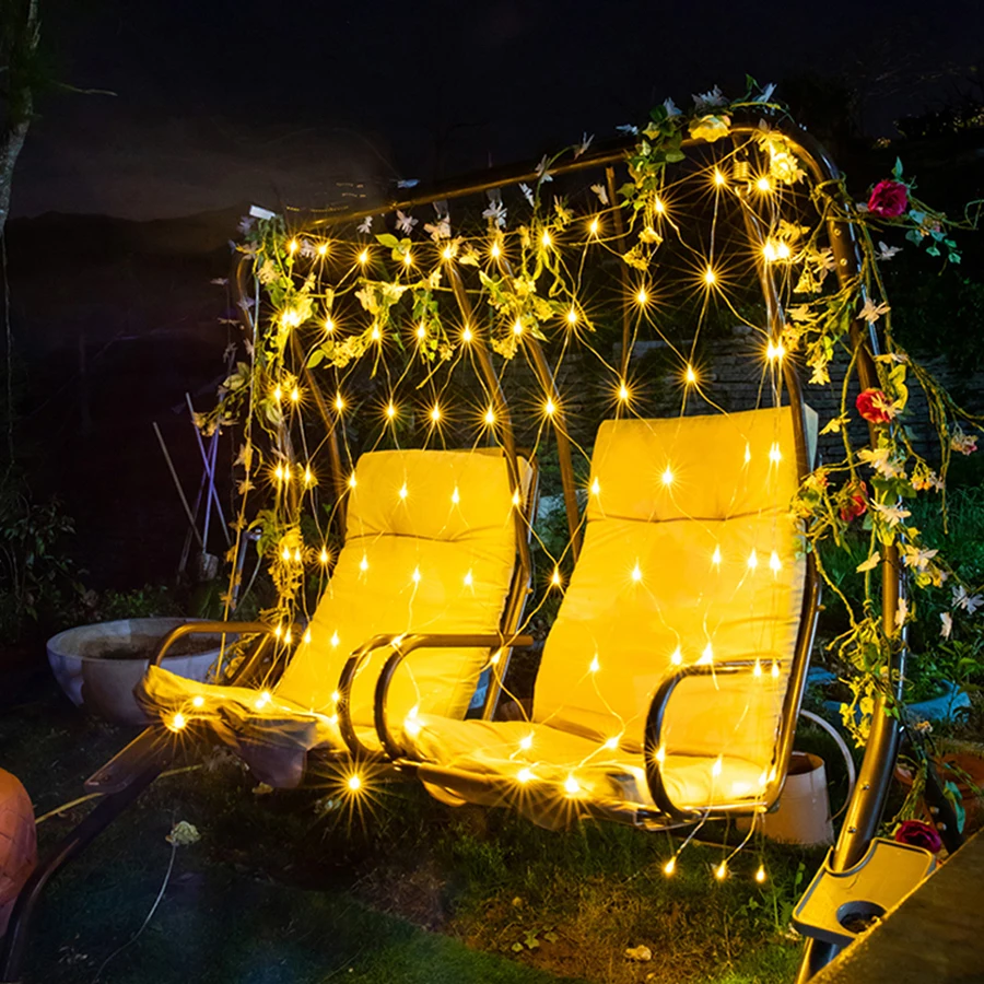 Imagem -04 - Led Rede Malha String Luz ao ar Livre à Prova Impermeável Água Jardim Festa de Casamento Natal Janela Cortina Luzes de Rede Guirlanda 1.5x1.5m 3x2m 6x4m